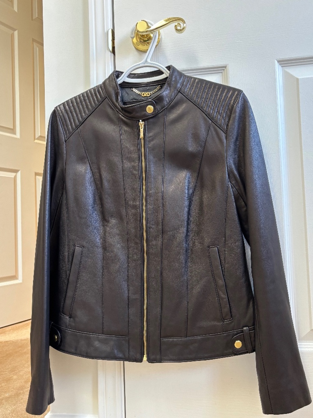 Women's Cole Haan Genuine Lambskin Bomber Jacket Size Medium